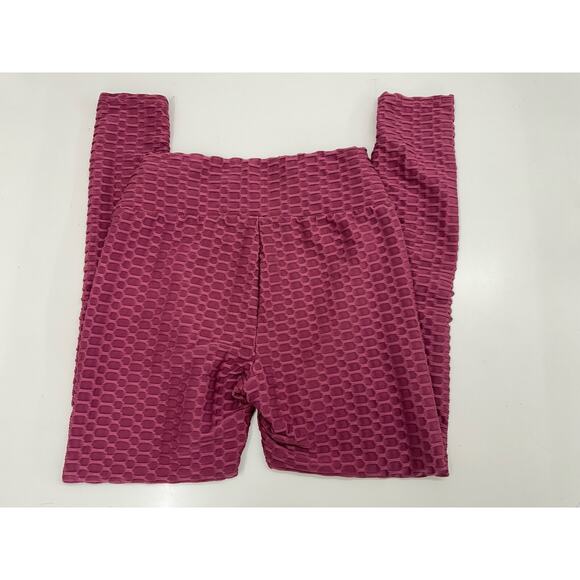 New Mix Womens Leggings Size Large/XL Pink Ruched Honeycomb - Picture 5 of 10